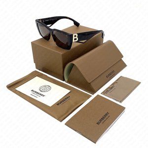 New Burberry Poppy BE4336 392073 53mm Dark Havana Sunglasses